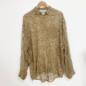 Vintage Sheer Embroidered Silk and Sequin Long Sleeve Y2k Fairy
Whimsical Size L